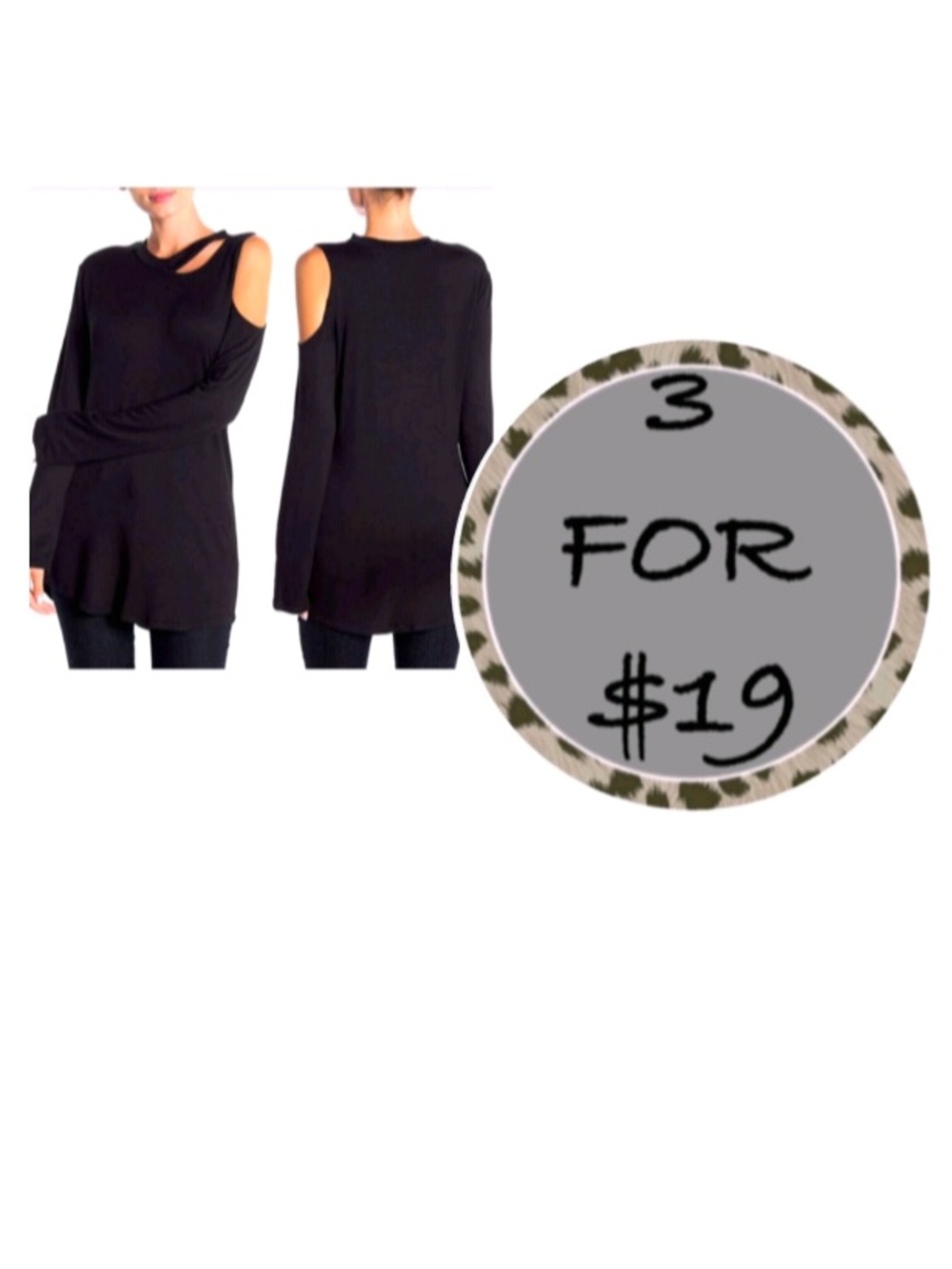 3/$19 NWT Haptics cutout cold shoulder long sleeve tunic blouse